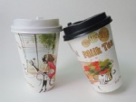 Imprinted disposable coffee cup with lid paper cup